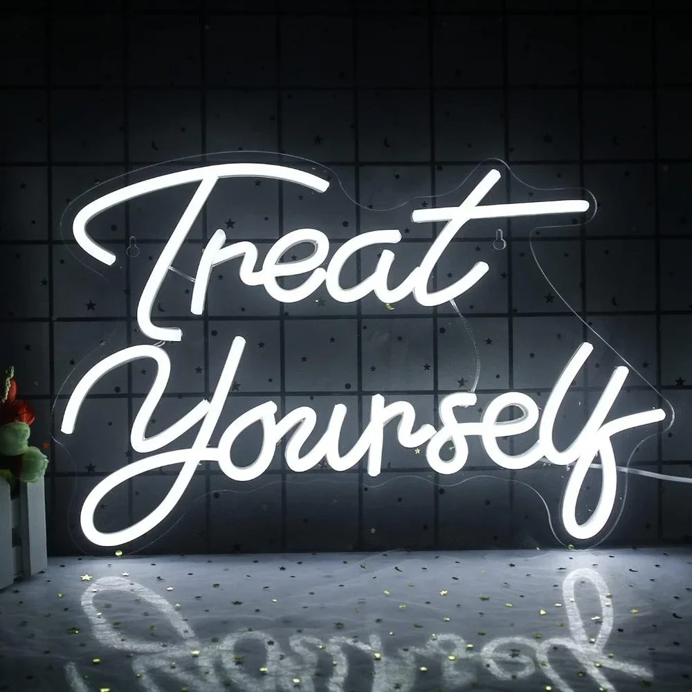 Treat Yourself White Neon Light LED Display Bedroom Diva Princess Teenager Decor